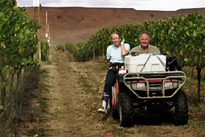 Photo of Chris Henry, pictured with Helen Codlin in the vineyard